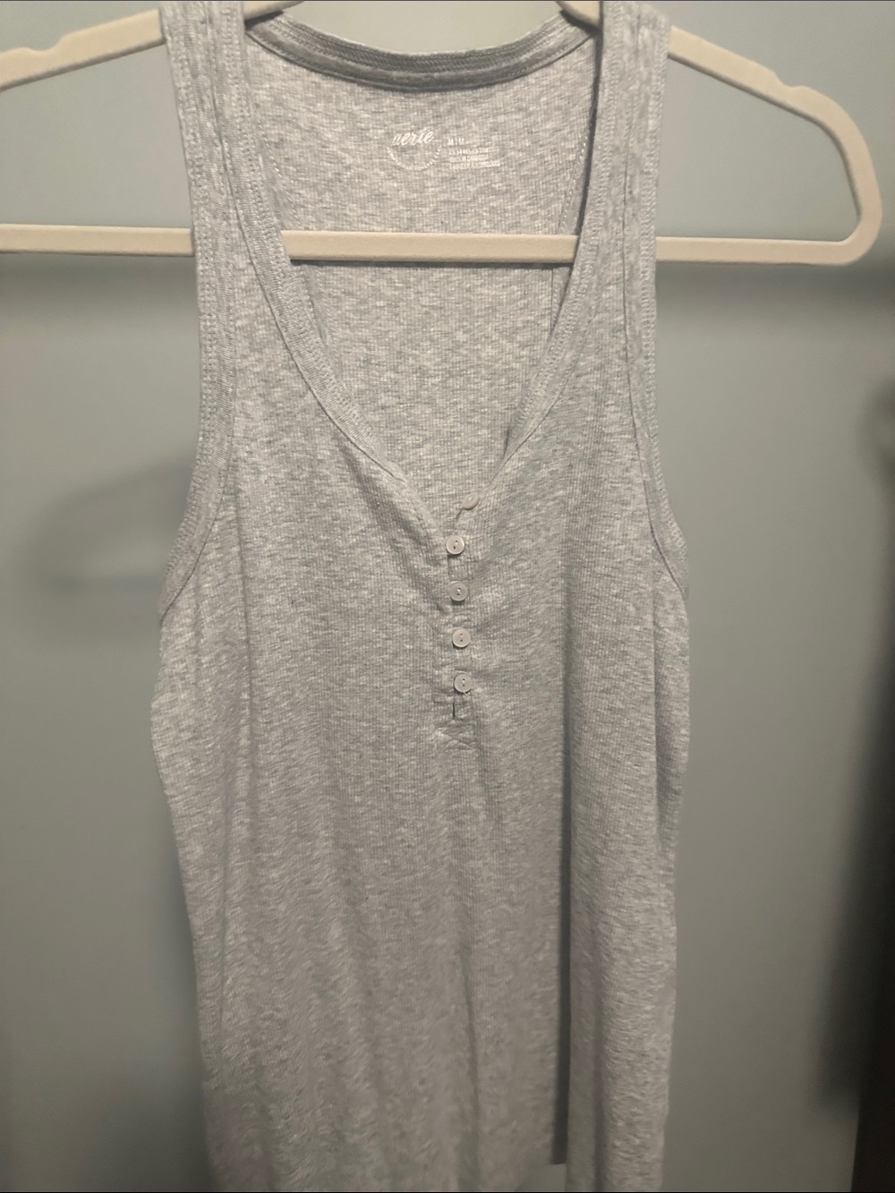 aerie Heather Gray Ribbed Henley Tank